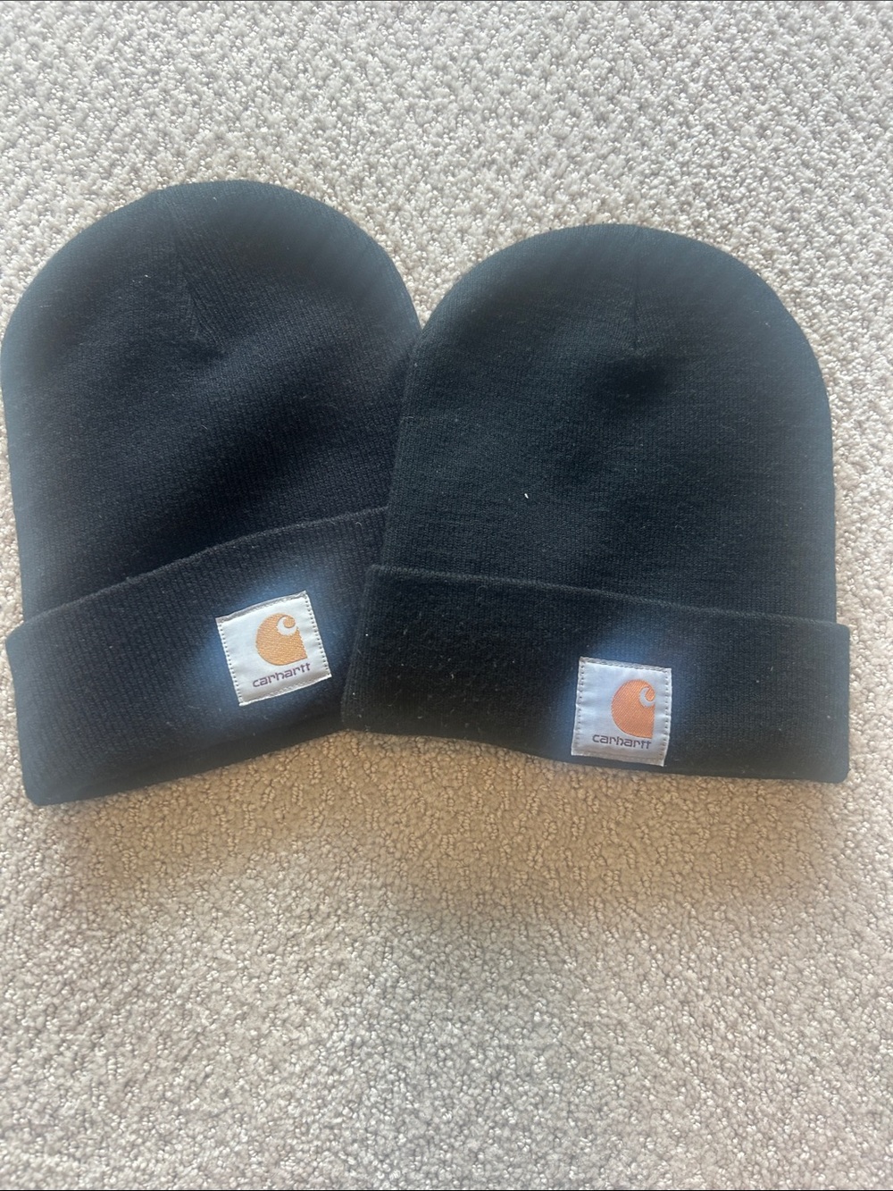 Carhartt Black Beanie Hat with Carhartt Logo Patch